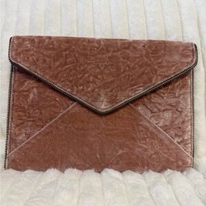 Rebecca Minkoff Leo Velvet Clutch Berry Smoothie Pink Envelope Foldover Bag